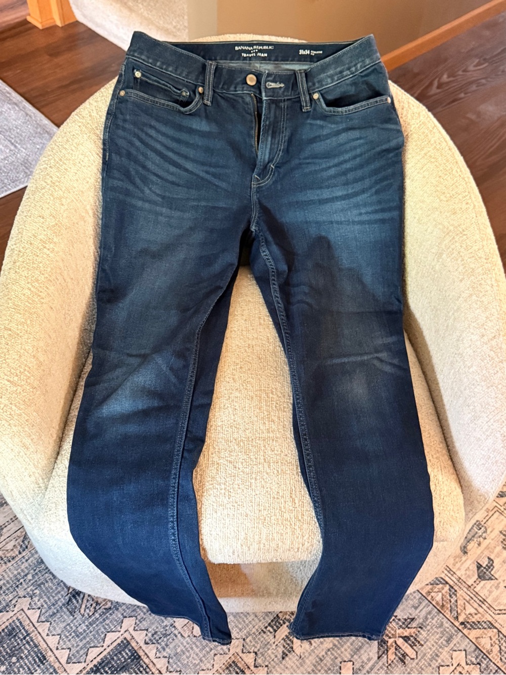 Banana Republic Men’s Navy TRAVEL Slim Straight Jeans